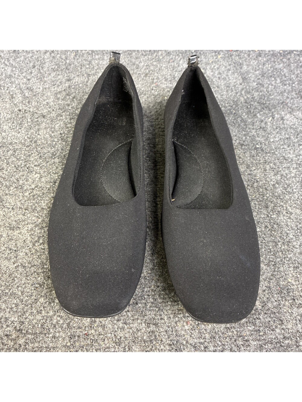 Mootsies Tootsies Womens 9 1/2 M Black Square Toe Microfiber Slip-On Flats